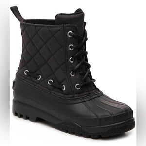 SPERRY Black QUILT DUCK BOOTS WOMEN'S Sz 8 Waterproof Rubber Winter Warm